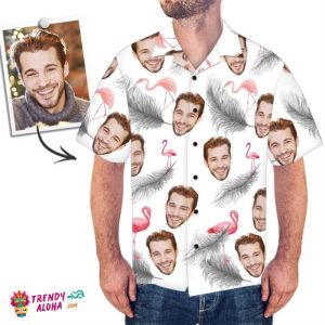 Custom Trendy KLA Hawaiian Shirts Flamingo & Feather KLA Beach Shirt For Men