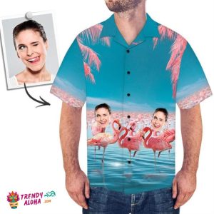 Custom Trendy KLA Hawaiian Shirts Flamingo & Sea KLA Beach Shirt For Men