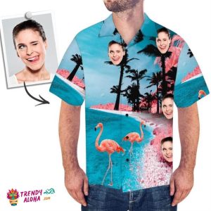 Custom Trendy KLA Hawaiian Shirts Flamingo Summer Style KLA Beach Shirt For Men