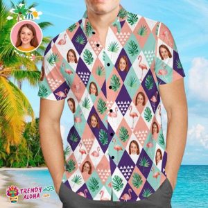 Custom Trendy KLA Hawaiian Shirts Tree And Flamingo KLA Beach Shirt For Men