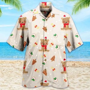 Cute Bear Christmas Cookies Beige Hawaiian Shirt 3D Summer Gifts