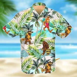 Cute Bigfoot Colorful Background Design Trendy Hawaiian Shirt