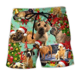 Cute Dogs Merry Christmas So Lovely Trendy KLA Hawaiian Beach Shorts