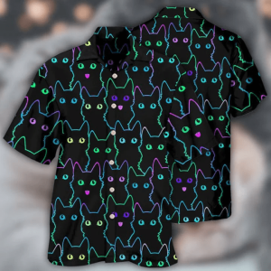 Cute Kitty Trendy Hawaiian Shirt, Lovely Cat Full Printed Trendy Hawaiian Shirt, Outfit For Animal Lovers, Hawaiian 3D Funny Shirt