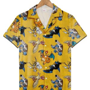 Cute Pokemon Pattern Hawaiian Shirt Summer Vacation Tropical Family KLA Shirt