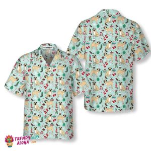 Cute Pug Xmas Holiday Hawaiian Shirt, Funny Christmas Dog Hawaiian Shirt