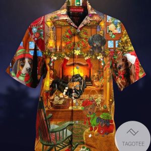 Dachshund Awaits Santa Christmas Eve Hawaiian Shirt