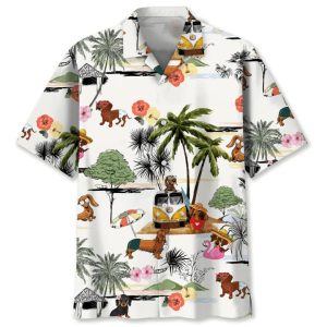 Dachshund Beach Funny Trendy Hawaiian Shirt: Fun in the Sun with Wiener Dogs