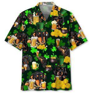 Dachshund Beer Irish St.Patrick Day Trendy Hawaiian Shirt