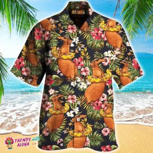 Dachshund Hawaiian Shirt Funny Dachshund Tropical Hibiscus, KLA Hawaiian Shirts