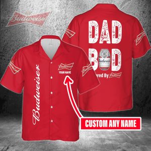 Dad Bod Powered By Budweiser Custom Name Hawaiian Shirt