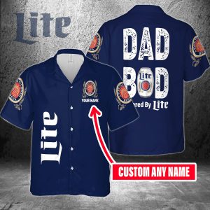 Dad Bod Powered By Miller Lite Custom Name Hawaiian Shirt