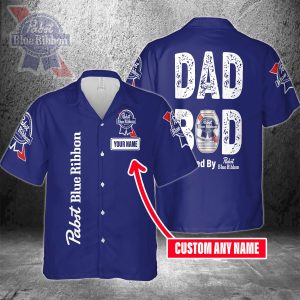 Dad Bod Powered By Pabst Blue Ribbon Custom Name Hawaiian Shirt