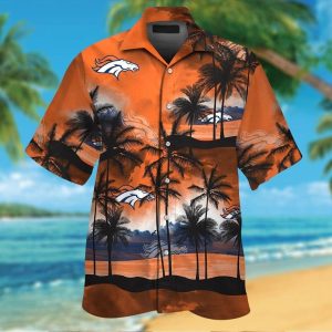 Denver Broncos Short Sleeve Button Up Tropical Hawaiian Shirt VER012