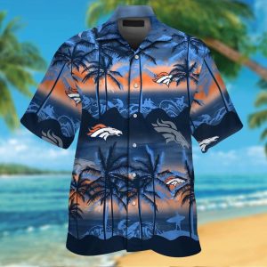 Denver Broncos Short Sleeve Button Up Tropical Hawaiian Shirt VER017