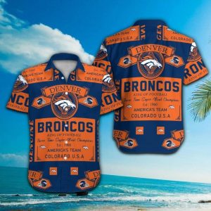 Denver Broncos Short Sleeve Button Up Tropical Hawaiian Shirt VER030