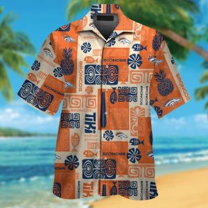 Denver Broncos Short Sleeve Button Up Tropical Hawaiian Shirt VER05