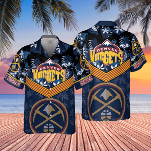 Denver Nuggets Dark Blue Hibiscus Flower Pattern Print Hawaiian Shirt