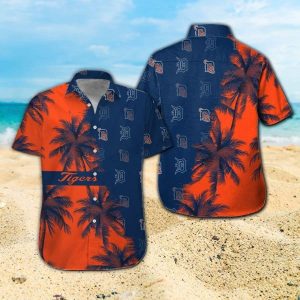Detroit Tigers Short Sleeve Button Up Tropical Hawaiian Shirt VER05