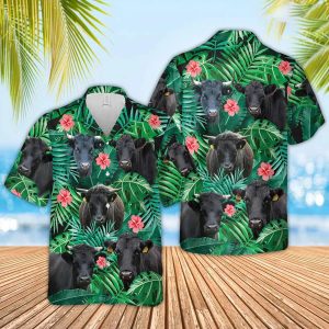 Dexter Cow Trendy Hawaiian Shirt, Farmer Trendy Hawaiian Shirts, Summer Tropical Shirts, Gift For Him, Funny Trendy Hawaiian Shirts
