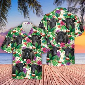 Dexter Summer Floral Trendy Hawaiian Shirt, Farm Lover Hawaii Shirt, Cow Lovers, Shirt For Men, Tropical Shirts, Gift For Him