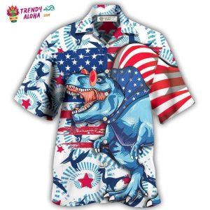 Dinosaur Independence Day Funny Dinosaurus Hawaiian Shirt – Trendy KLA