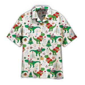 Dinosaur Rex Christmas In July Trendy Hawaiian Shirt