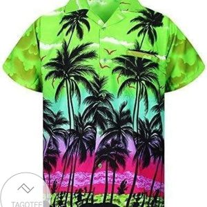 Discover Cool Funky Hawaiian BeacPalm Multi Colors Shirts Hawaiian Shirt