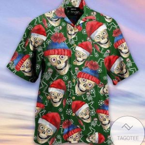 Discover Cool Funny Christmas Skull Green Hawaiian Shirts
