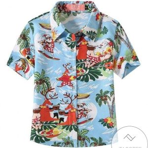 Discover Cool Hawaiian Shirts Funny Xmas Santa Claus Light Blue