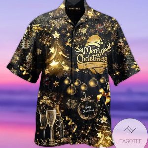 Discover Cool Merry Christmas Bling Black Hawaiian Shirts