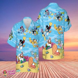 Disney Dive Mickey And Minnie Mouse Hawaiian Summer Shirt, Disney World Gift,  Mickey And Friends Family Vacation  Hawaiian Shirt