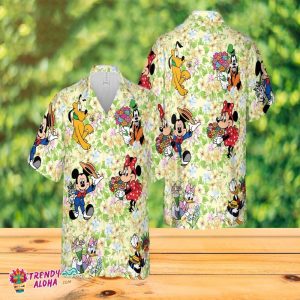Disney Epcot Mickey And Minnie Hawaiian Shirt, Mickey And Friends Hawaiian Shirt, Floral Garden Disney Shirt, Couple Shirts