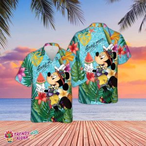 Disney Mickey Mouse Hawaiian Shirt, Disney World Gift, Mickey Mouse Signature Shirt, Mickey Tropical Shirt, Disney Vacation Shirt