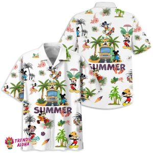 Disney Mickey Mouse Minnie Summer Hawaiian Shirt, Disney Summer Shirt, Beach Party Shirt, Vintage Disney Shirt, Couple Shirt