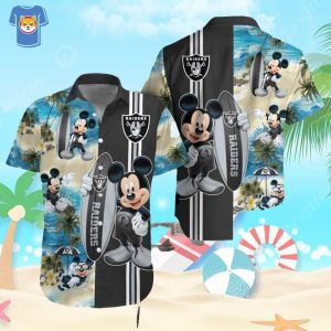 Disney Mickey Mouse Surfing Las Vegas Raiders Hawaiian Shirt