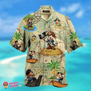 Disney Pirates Mickey Mouse Summer Holiday Family KLA Hawaiian Beach Shirt