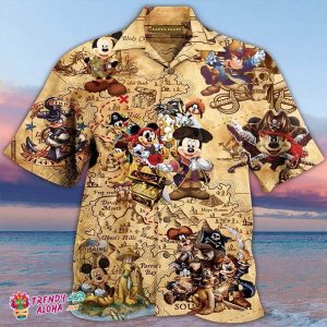 Disney Pirates Mickey Mouse Summer Holiday Family KLA Hawaiian Beach Shirt