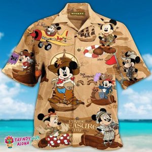 Disney Pirates Mickey Mouse Treasure Map Summer Holiday Family KLA Hawaiian Beach Shirt