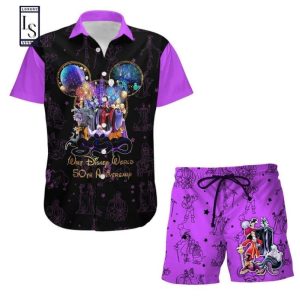 Disney Villains 50Th Anniversary Combo Hawaiian Shirt Shorts