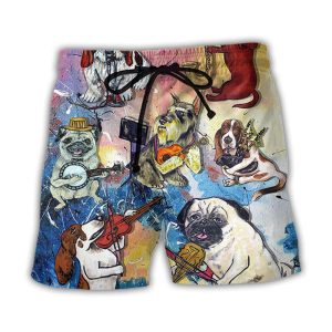 Dog Lover Funny Music Art Style Trendy KLA Hawaiian Beach Shorts