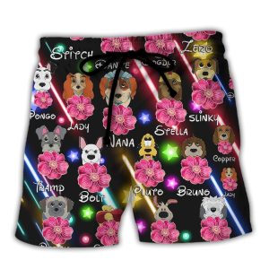 Dog Of Dn Funny Dog Flower Neon Style Lovers Dog Trendy KLA Hawaiian Beach Shorts