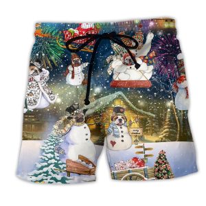 Dog Snowdog Merry Christmas Funny Style Trendy KLA Hawaiian Beach Shorts