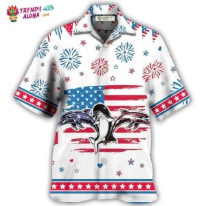 Dolphin Independence Day Funny Dolphin Hawaiian Shirt – Trendy KLA