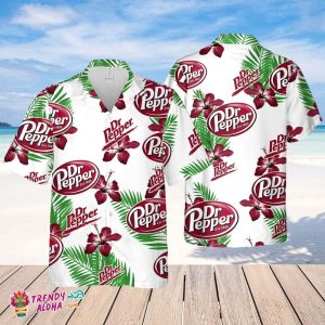 Dr.Pepper Hawaiian Hibiscus Flower Pattern,Tropical Beach Shirt, Hawaiian Flower Shirt, Hawaiian Beer Shirt