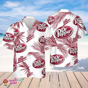 Dr.Pepper Hawaiian Palm Leaves Pattern Shirt, Beer Summer Party Hawaiian Shirt, Schlitz Beer Shirt