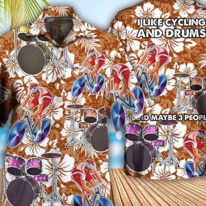 Drum I Like Cycling And Drum, Hawaii Shirt Party Summer,Bachelor Party Shirts, Anniversary /Birthday/Vacation Gift, Hawaiian Set Gift.