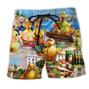 Duck In An Adventure Funny Life Trendy KLA Hawaiian Beach Shorts