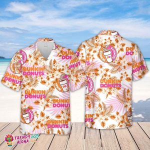 Dunkin Donuts Hawaiian Flowers Pattern Shirt, Hawaiian Beer Lover Shirt, Classic Flowers Beer KLA Shirt