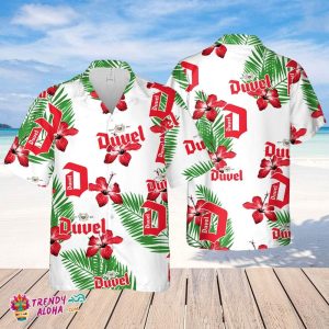 Duvel Beer Hawaiian Hibiscus Flower Pattern,Tropical Beach Shirt, Hawaiian Flower Shirt, Hawaiian Beer Shirt